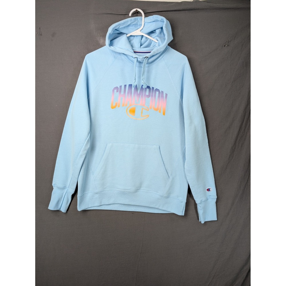 Champion Mens Light Blue Sunset Ombre Logo Hoodie GF934 94H Size M